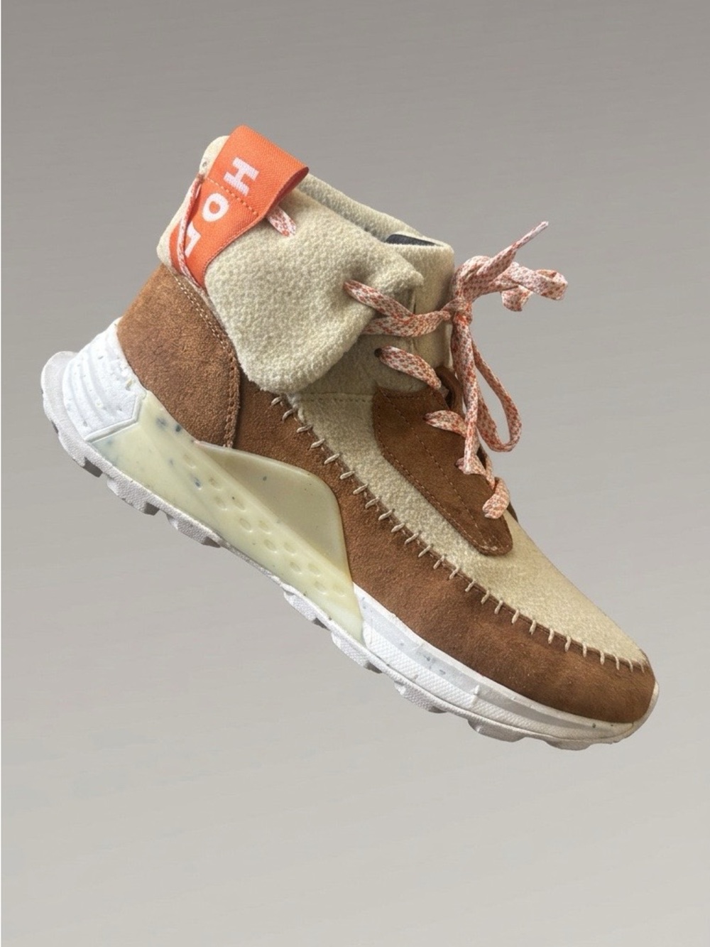 Holo Woman’s  High-Top Suede Moccasin Brown and Cream Boot 8